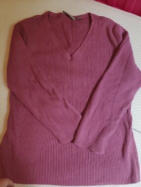 croft & barrow Mauve V-Neck Ribbed Sweater